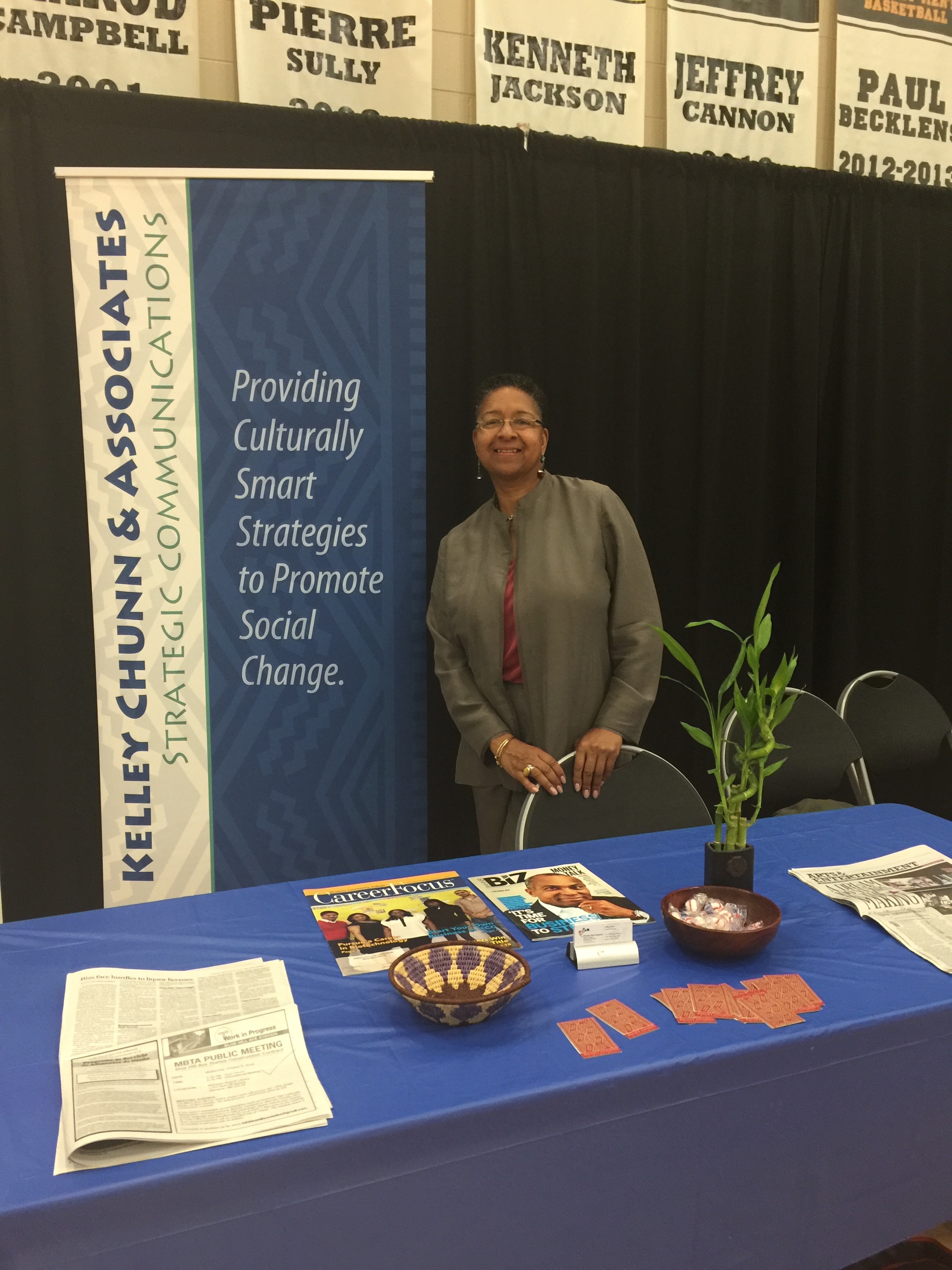 Kelley Chunn attends the Commonwealth of MA Small Business Trade Fair at Roxbury Community College.