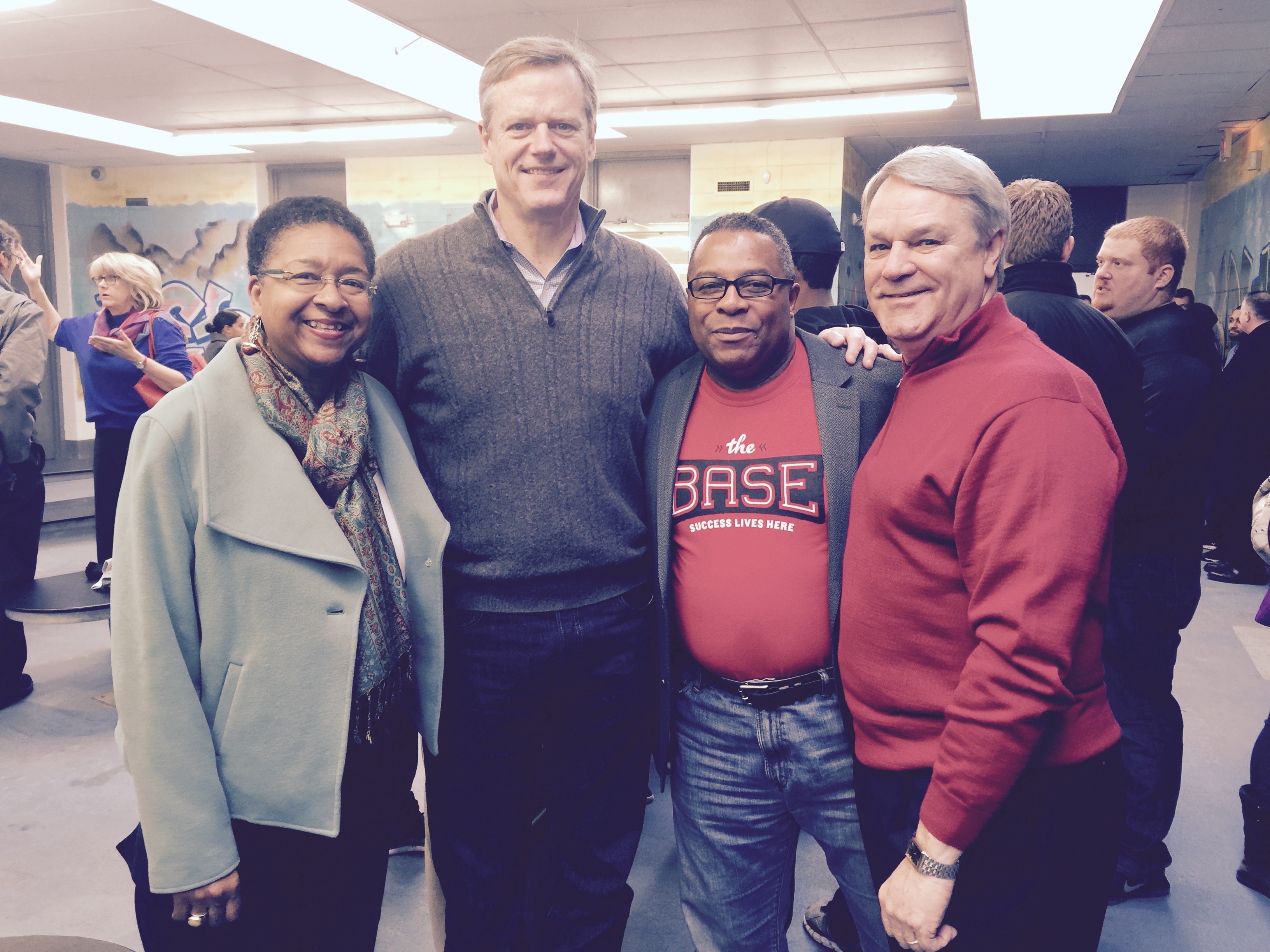 Kelley Chunn with Governor Charlie Baker and Robert Lewis of The Base (second from the right).