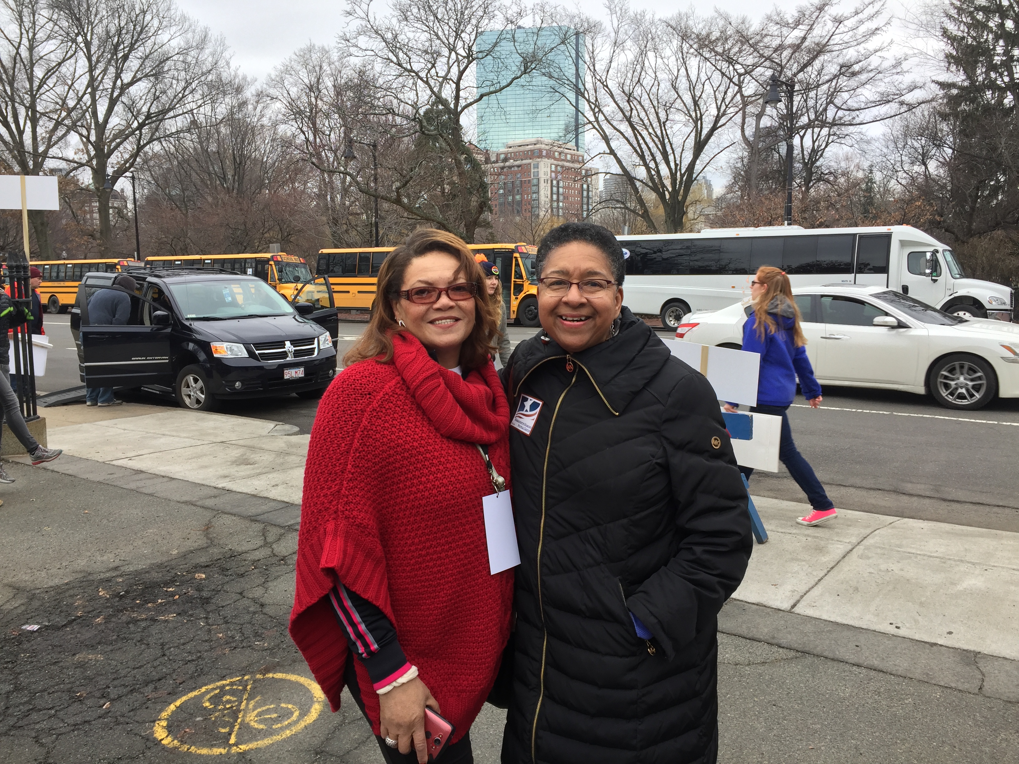 Gail Jackson of Gail Jackson Communications and Kelley Chunn at the Women’s March on Boston Common.